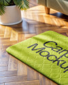 Rectangular Floor Mat Next to Sofa Mockup