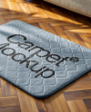 Rectangular Floor Mat Next to Sofa Mockup