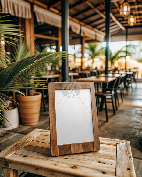 QR Code Scan Stand on a Table Mockup