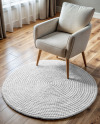 Round Braided Rug with Armchair Mockup