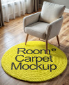 Round Braided Rug with Armchair Mockup
