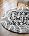 Round Braided Rug with Armchair Mockup