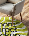 Round Braided Rug with Armchair Mockup