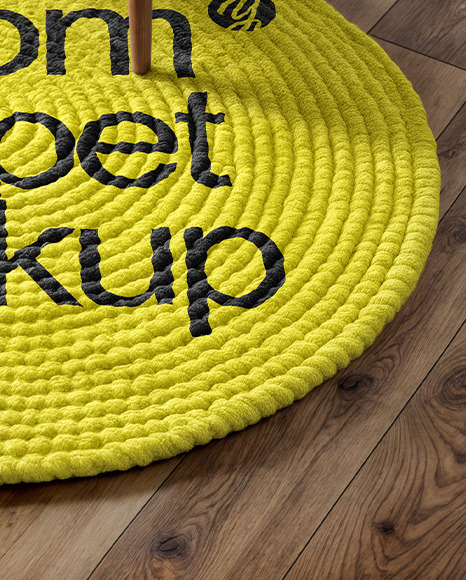 Round Braided Rug with Armchair Mockup