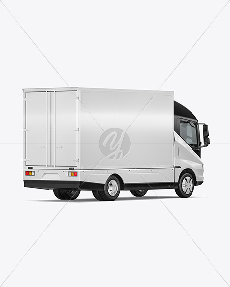 Electric Box Truck Mockup - Back Half Side View
