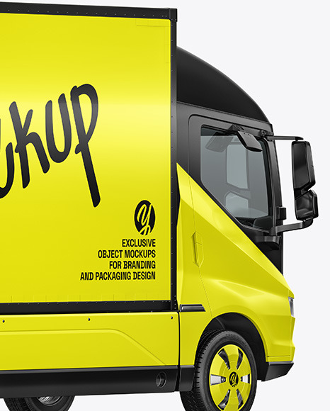 Electric Box Truck Mockup - Back Half Side View