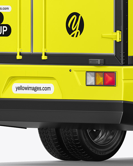 Electric Box Truck Mockup - Back Half Side View