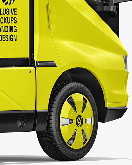 Electric Box Truck Mockup - Back Half Side View