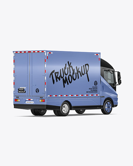 Electric Box Truck Mockup - Back Half Side View
