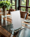 Acrylic QR Code Scan Stand at the Restaurant Mockup