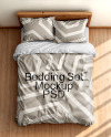 Double Bed with Bedding Set Mockup