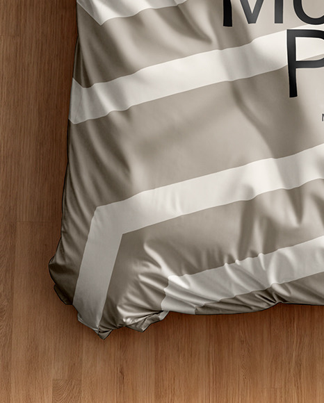 Double Bed with Bedding Set Mockup