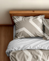 Double Bed with Bedding Set Mockup