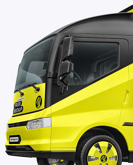 Electric Box Truck Mockup - Half Side View