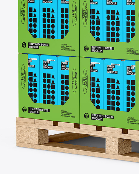 Wooden Pallet With Boxes Mockup