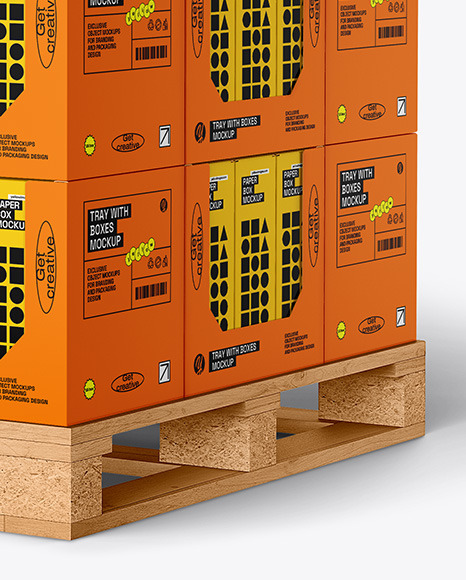 Wooden Pallet With Boxes Mockup