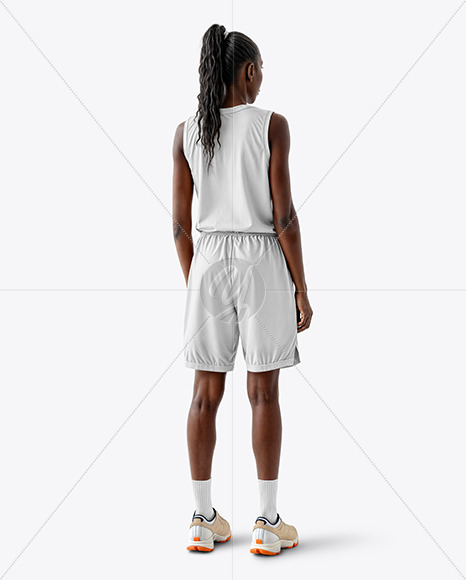 Black Woman Wearing a Full Basketball Kit Mockup