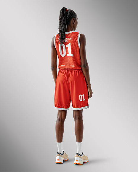 Black Woman Wearing a Full Basketball Kit Mockup