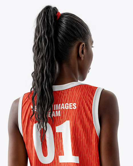 Black Woman Wearing a Full Basketball Kit Mockup