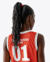 Black Woman Wearing a Full Basketball Kit Mockup