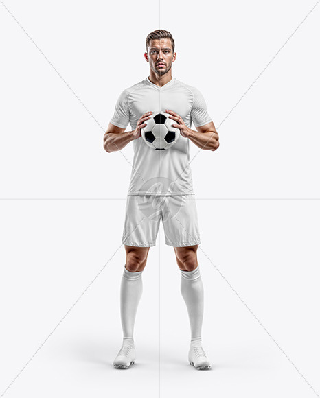 Soccer Player with Ball Wearing a Full Kit Mockup