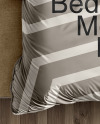 Double Bed with Bedding Set and Rug Mockup