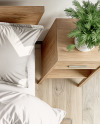 Double Bed with Bedding Set and Rug Mockup