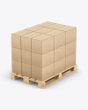 Wooden Pallet With Kraft Boxes Mockup