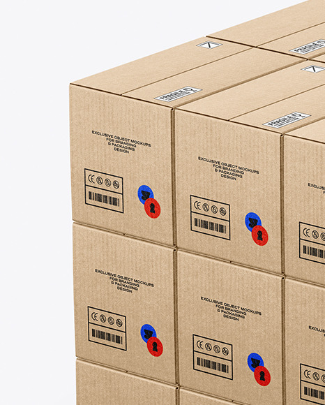 Wooden Pallet With Kraft Boxes Mockup