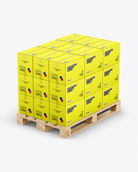 Wooden Pallet With Boxes Mockup