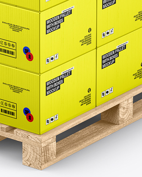 Wooden Pallet With Boxes Mockup
