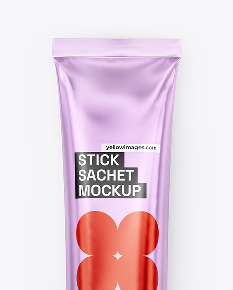 Glossy Metallic Stick Sachet Mockup