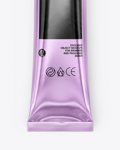 Glossy Metallic Stick Sachet Mockup