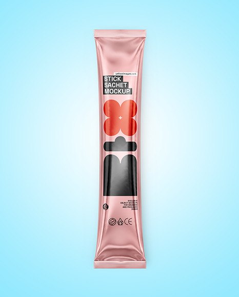 Glossy Metallic Stick Sachet Mockup