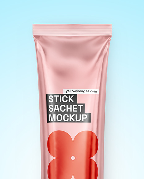 Glossy Metallic Stick Sachet Mockup