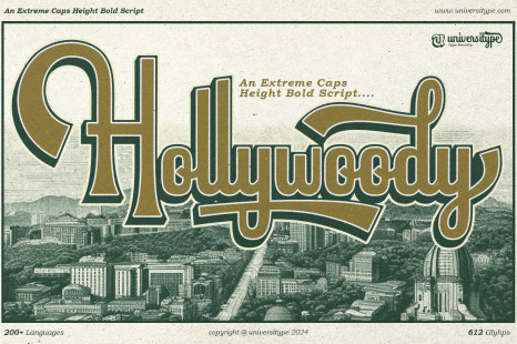 UT Hollywoody - An Extreme Caps Height Bold Script - Design