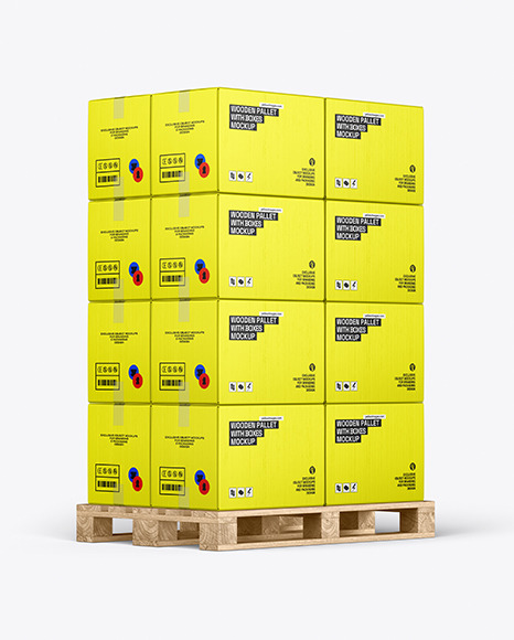 Wooden Pallet With Boxes Mockup