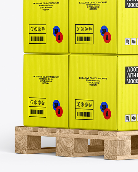 Wooden Pallet With Boxes Mockup