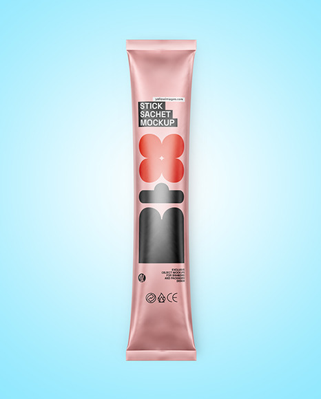 Matte Metallic Stick Sachet Mockup