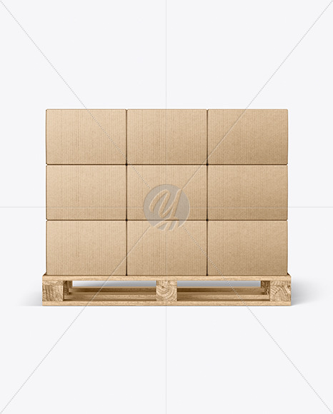 Wooden Pallet With Kraft Boxes Mockup