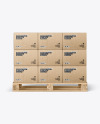 Wooden Pallet With Kraft Boxes Mockup