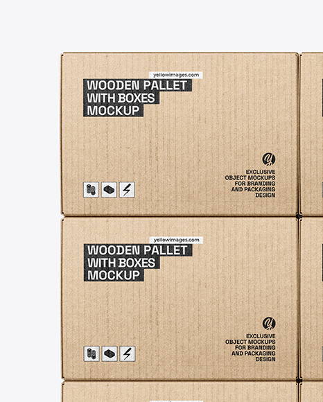 Wooden Pallet With Kraft Boxes Mockup