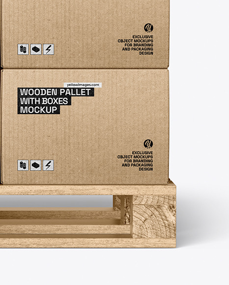 Wooden Pallet With Kraft Boxes Mockup