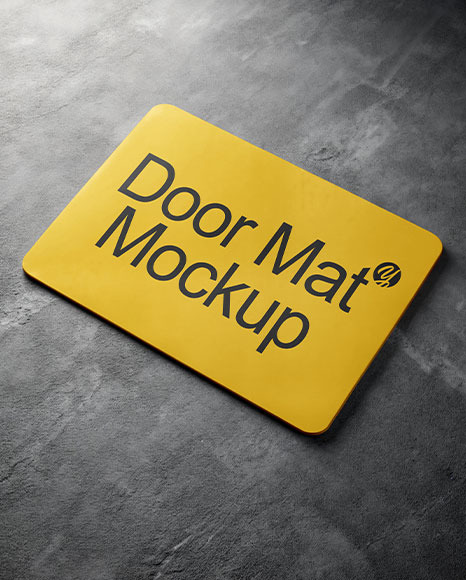 Rectangular Door Mat on Concrete Floor Mockup