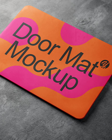 Rectangular Door Mat on Concrete Floor Mockup
