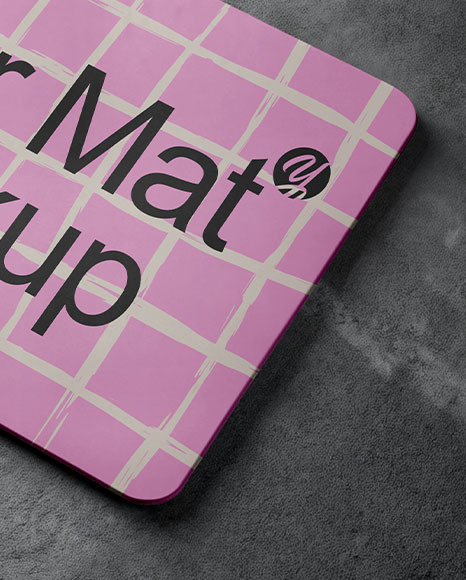 Rectangular Door Mat on Concrete Floor Mockup