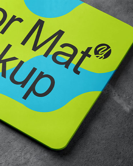 Rectangular Door Mat on Concrete Floor Mockup