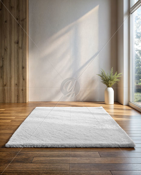Living Room with a Shaggy Carpet Mockup