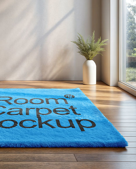 Living Room with a Shaggy Carpet Mockup