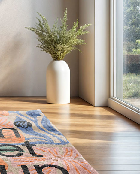 Living Room with a Shaggy Carpet Mockup